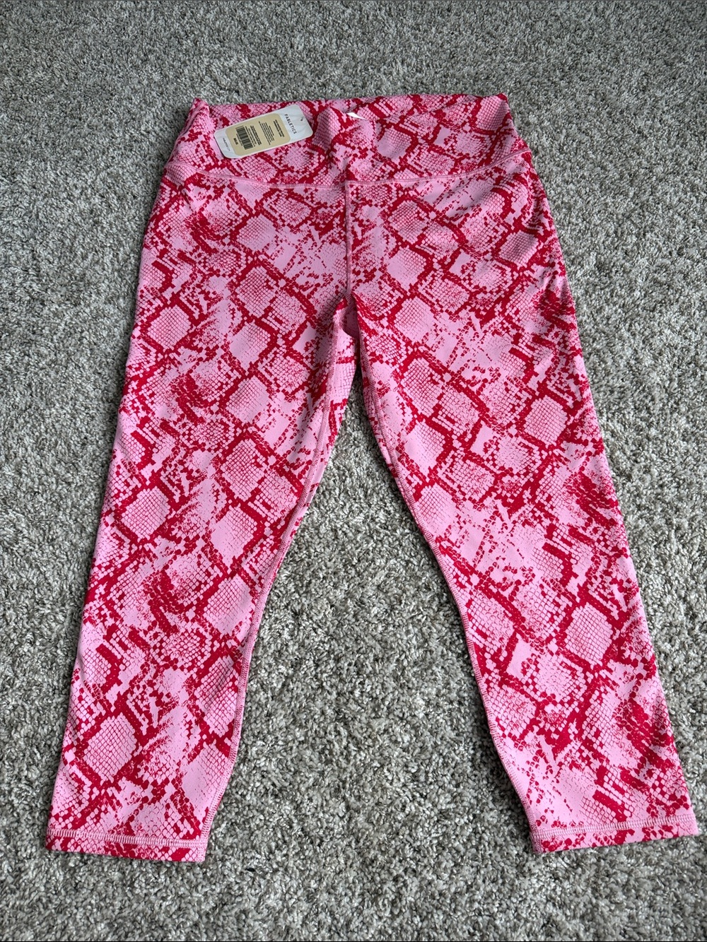 Fabletics Pink and Red Snake-Print Active Leggings - Picture 1 of 5